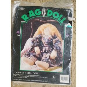 Rag Doll Kit Hobby Kraft Country Girl New Vintage #9601 Make Your Own Rag Doll